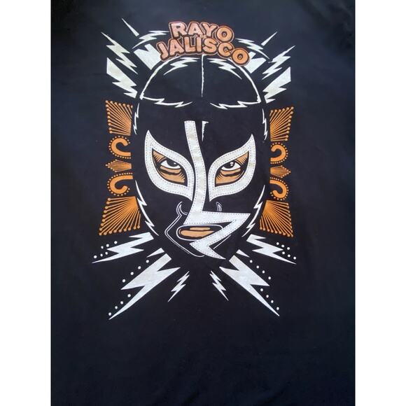 Rayo Jalisco Lucha Libre Mexican Wrestler Black Tee 42"Chest Shirt Size L, 27"L - Picture 1 of 5